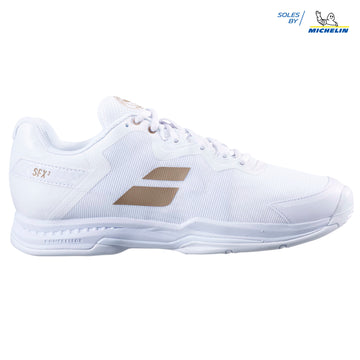 Babolat SFX3 All Court Wimbledon Men Tennis Shoes [White/Gold]