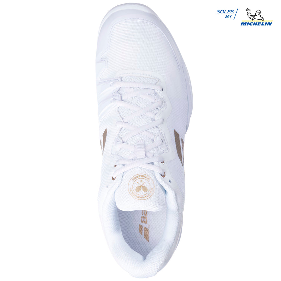 Babolat SFX3 All Court Wimbledon Men Tennis Shoes [White/Gold]