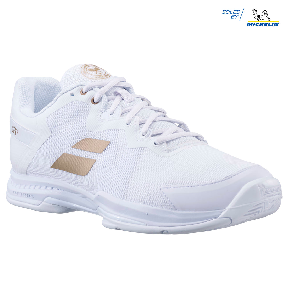 Babolat SFX3 All Court Wimbledon Women Tennis Shoes [White/Gold]