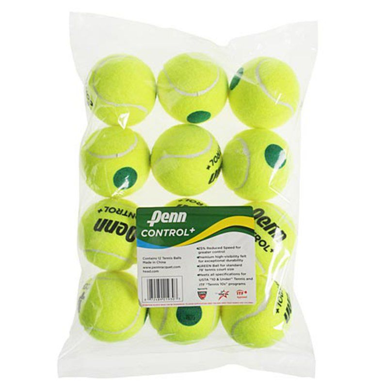 Penn Control + Green Dot Tennis Balls (12 Pack)