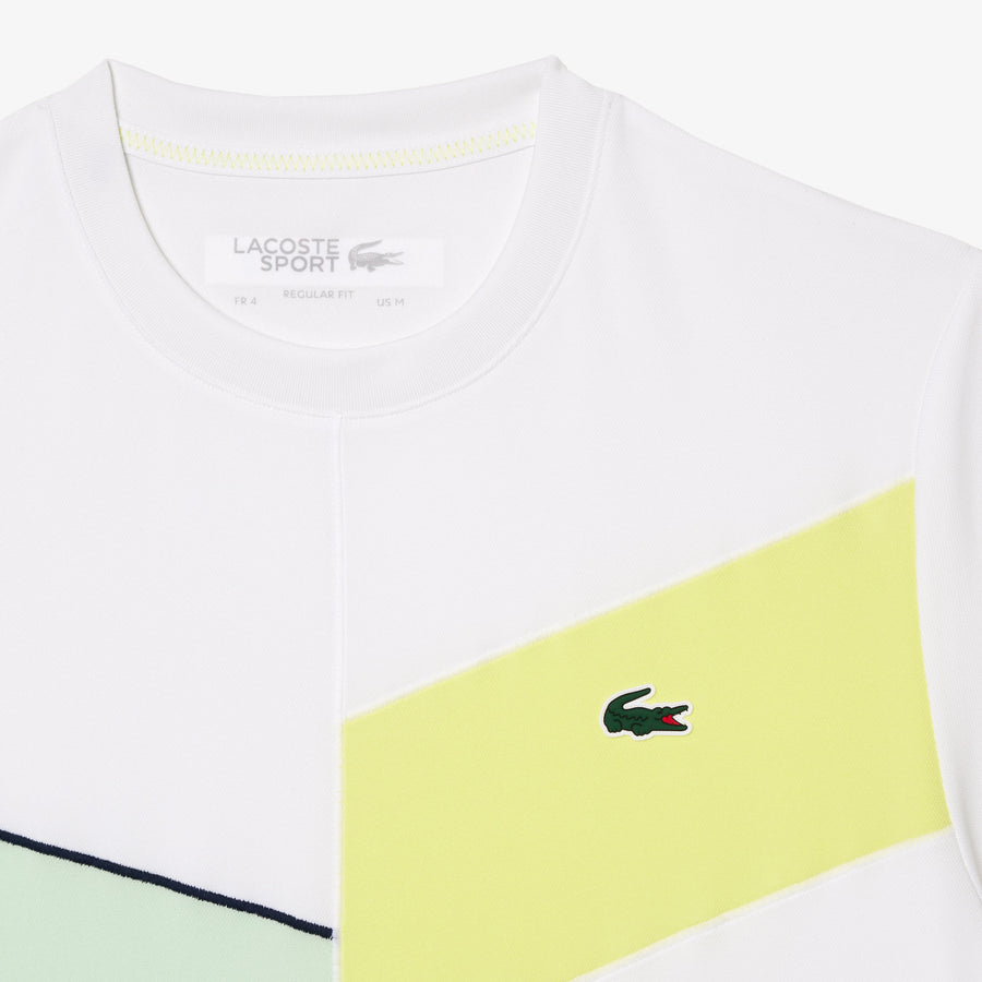 Lacoste TH1797-51 Men's Regular Fit Tennis T-shirt [White/Flashy Yellow/Green/Navy Blue]