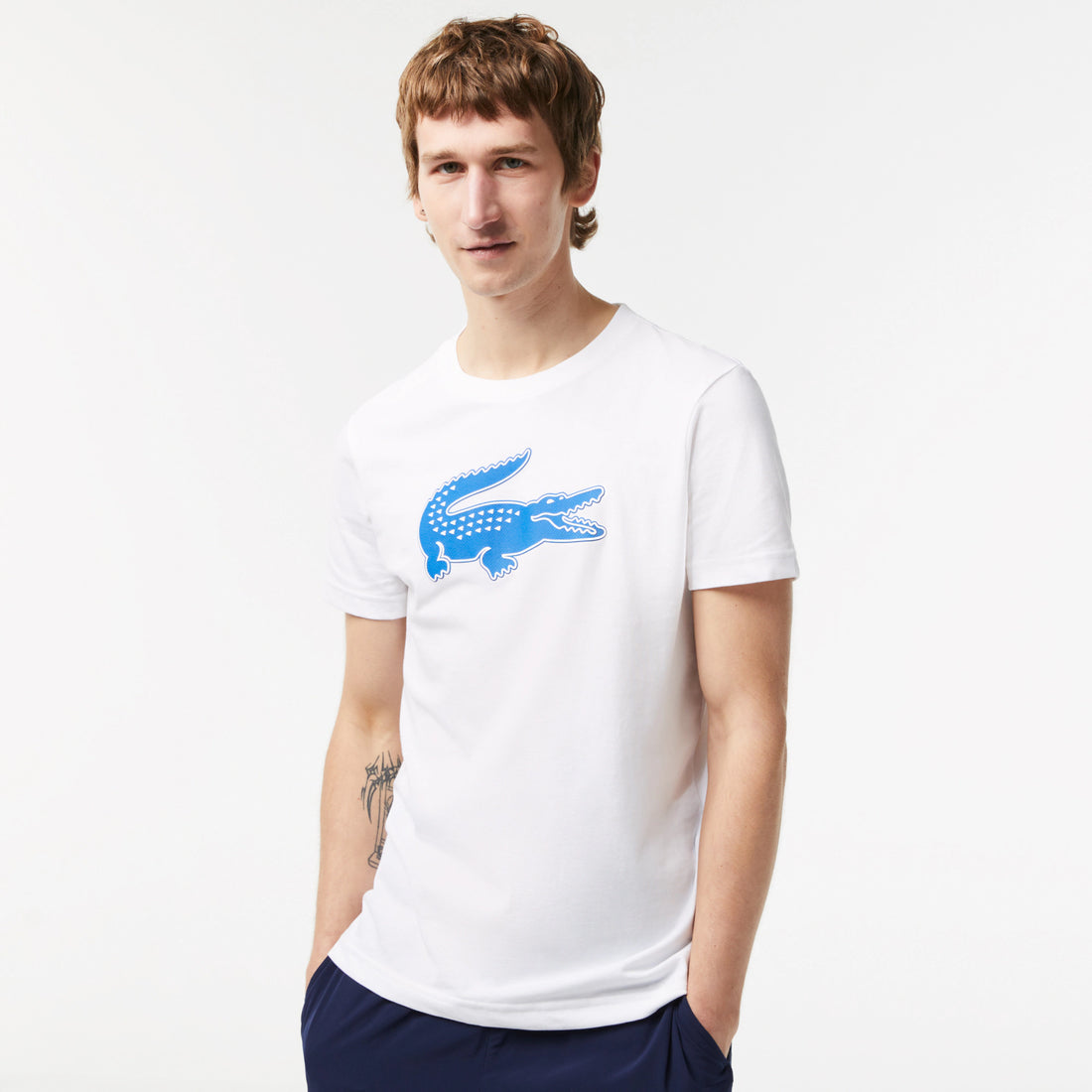 Lacoste TH2042-51 Men's Croc Jersey T-shirt [White/Blue]